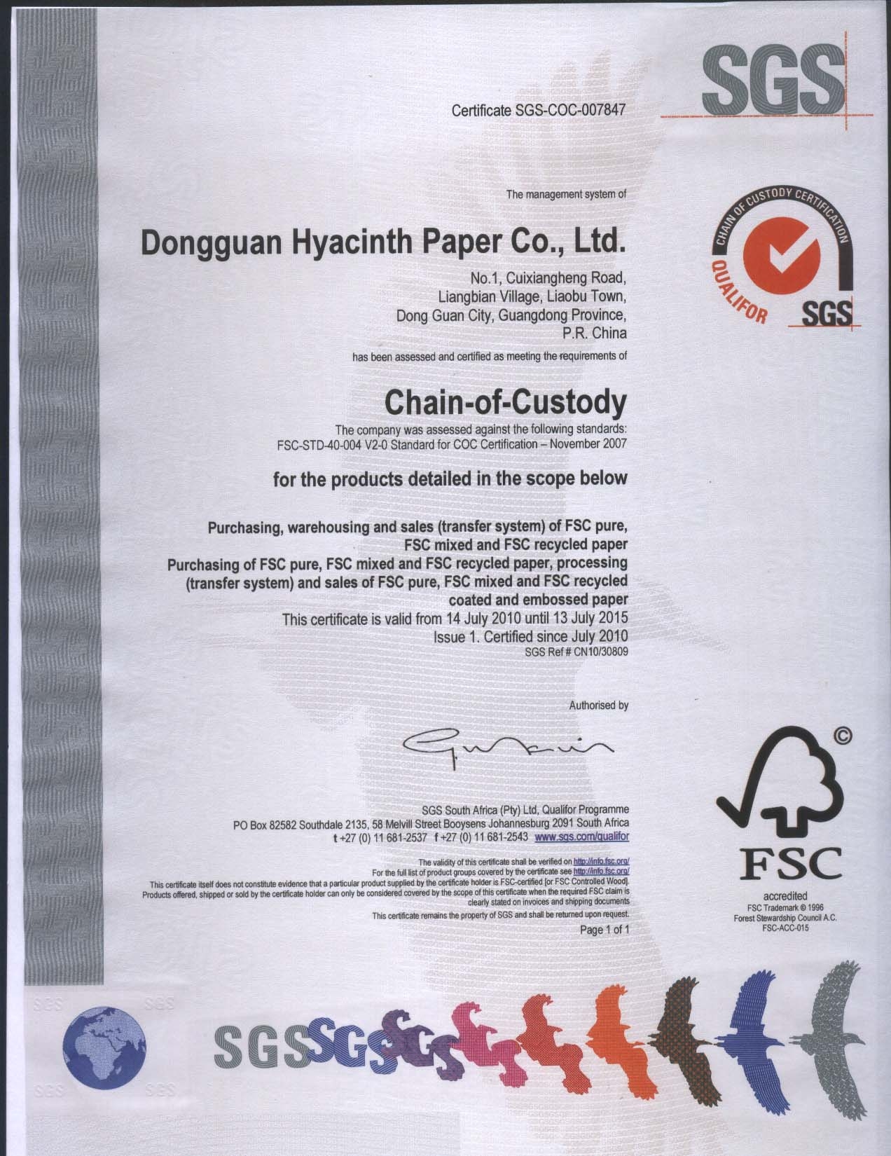 Material FSC Certificate 1