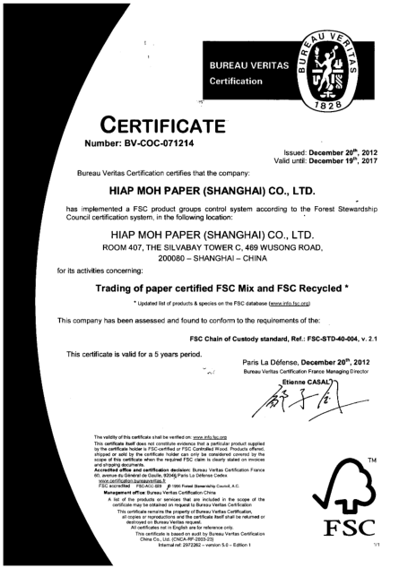 Material FSC Certificate 2